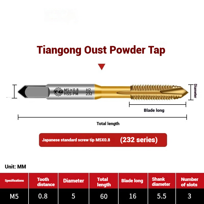 1110-Powder metallurgy high-speed steel taps 237 titanium-plated spiral stainless steel machine taps Japanese standard spiral taps Shandong Denso Pricision Tools Co.,Ltd.
